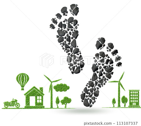 Carbon footprint concept - 3d rendering Carbon footprint concept - 3d rendering 113107337
