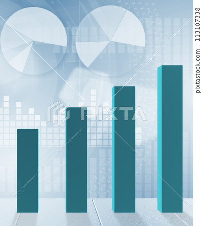 The growing bar charts in economic recovery concept - 3d renderi 113107338