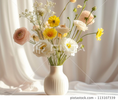 A vase with flowers in it. Still life photography A vase with flowers in it. Still life photography 113107339