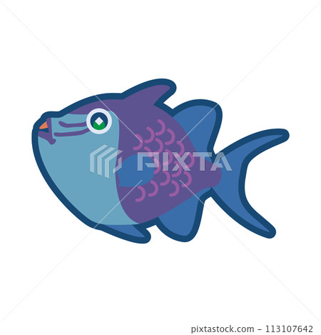 Illustration of a cute red-eared triggerfish 113107642