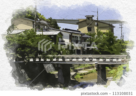 水彩風格 玉造溫泉 玉湯川 島根縣松江市 水彩風格 玉造溫泉 玉湯川 島根縣松江市 113108031