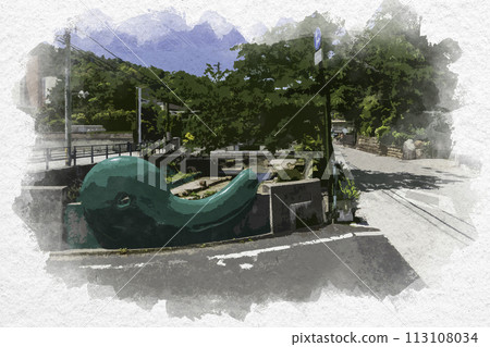 Watercolor painting style: Tamazukuri Onsen, Tamayu River, Matsue City, Shimane Prefecture Watercolor painting style: Tamazukuri Onsen, Tamayu River, Matsue City, Shimane Prefecture 113108034