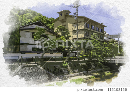 水彩風格玉造溫泉 科尼亞 島根縣松江市 113108136