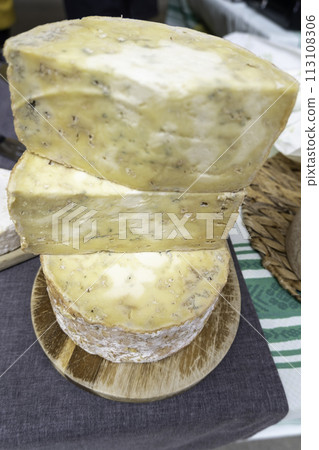 Detail of artisanal dairy product, fatty food, diet 113108306