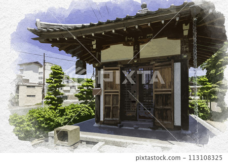 Watercolor painting style, Tamazukuri Onsen, Yuyakushido, Matsue City, Shimane Prefecture 113108325