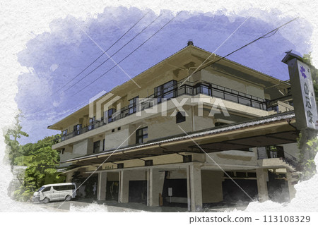 Watercolor style Tamatsukuri Onsen Shiraishi family Matsue City, Shimane Prefecture Watercolor style Tamatsukuri Onsen Shiraishi family Matsue City, Shimane Prefecture 113108329