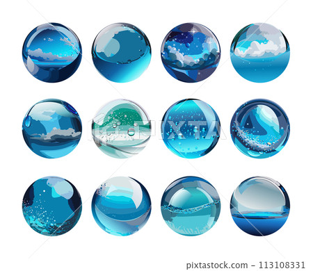 Blue sphere illustration set 113108331