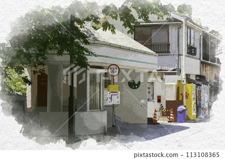 水彩風格玉造溫泉姬神廣場巴士站 島根縣松江市 113108365