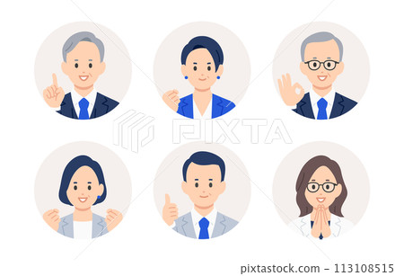 正向的經理/經理臉圖示集【人物向量圖素材】 正向的經理/經理臉圖示集【人物向量圖素材】 113108515