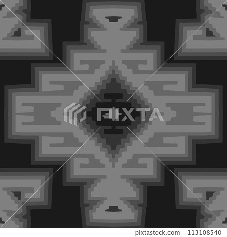 ethnic carpet seamless pattern, monochrome vector 113108540