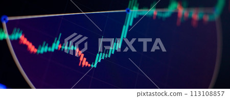 Investment, trade, stock, finance and analysis concept. Business graph charts of financial board display candlestick double exposure Investment, trade, stock, finance and analysis concept. Business graph charts of financial board display candlestick double exposure 113108857