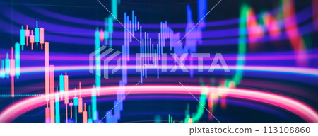 Investment, trade, stock, finance and analysis concept. Business graph charts of financial board display candlestick double exposure Investment, trade, stock, finance and analysis concept. Business graph charts of financial board display candlestick double exposure 113108860