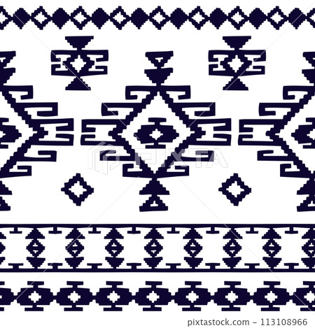 ethnic carpet seamless pattern, hand drawn vector 113108966