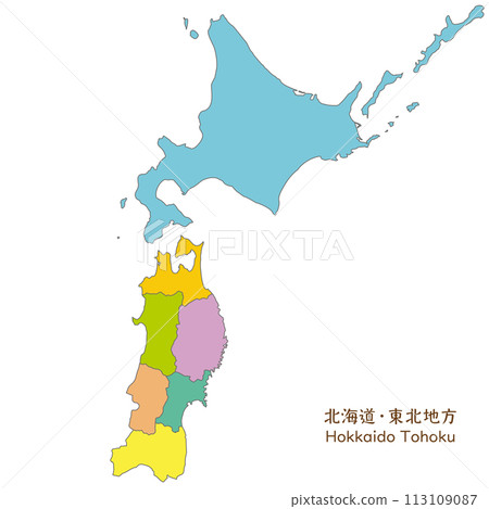 Colorful and bright maps of each prefecture in Hokkaido and the Tohoku region 113109087