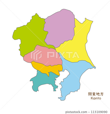 關東地區及關東地區各縣地圖，色彩鮮豔明亮 113109090