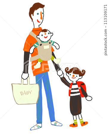 Father, Ikumen, childcare leave to send to nursery school and elementary school Father, Ikumen, childcare leave to send to nursery school and elementary school 113109171