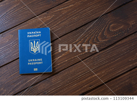 ukrainian passport and 100 euro banknotes ukrainian passport and 100 euro banknotes 113109344