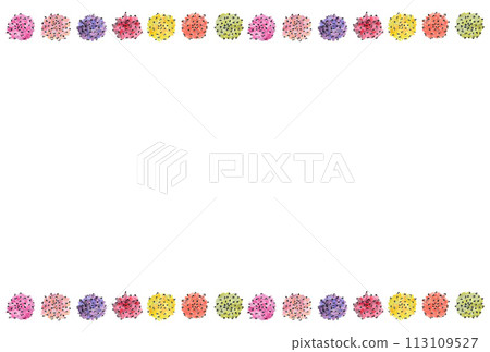A modern frame illustration of large carnations drawn with water-based pens and transparent watercolors A A modern frame illustration of large carnations drawn with water-based pens and transparent watercolors A 113109527
