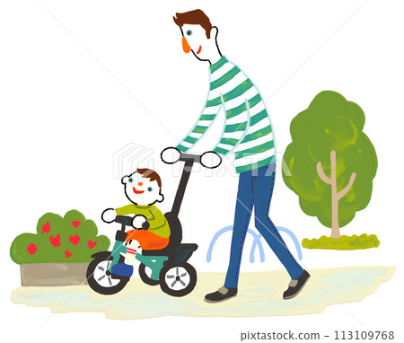 親子ikumen騎三輪車公園散步 113109768