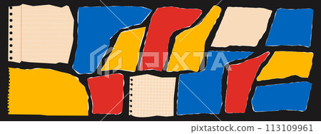 Set of torn paper and sheets. Design elements for contemporary art collage. Vector illustration 113109961