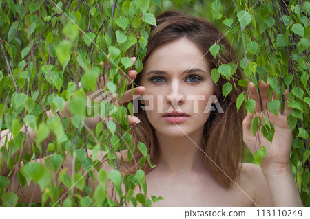 Young fashion model outdoors portrait. Healthy beauty woman Young fashion model outdoors portrait. Healthy beauty woman 113110249