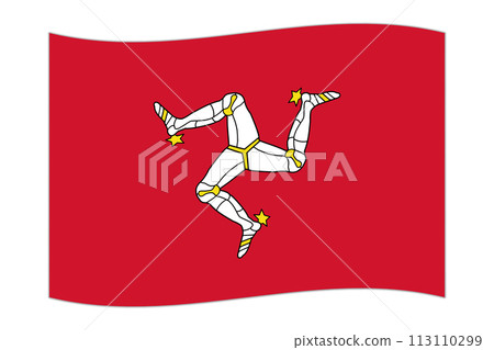 Waving flag of the country Isle of Man. Vector illustration. 113110299