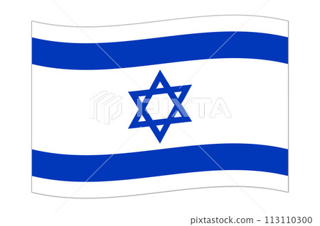 Waving flag of the country Israel. Vector illustration. 113110300