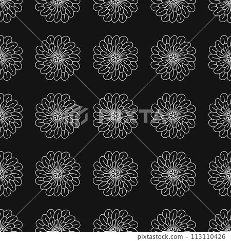 Seamless pattern with hand drawn white classic floral rosette motifs 113110426