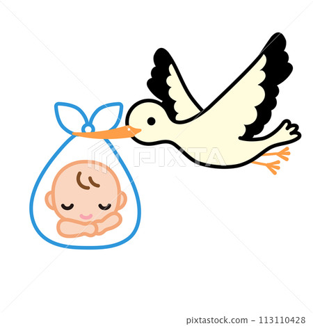 鸛鳥抱著嬰兒的插圖 113110428
