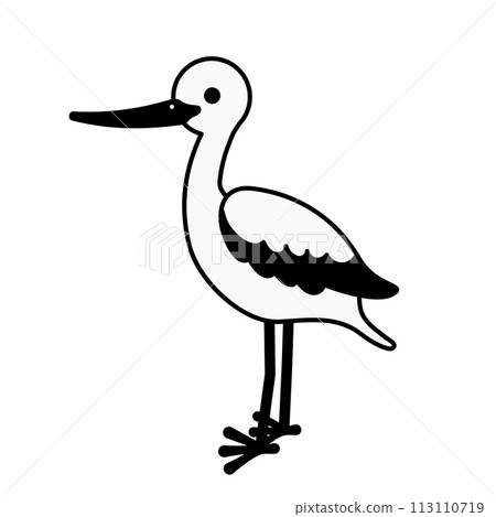Illustration of a standing stork 113110719