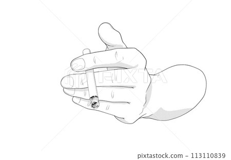 漫畫風格鋼筆畫插畫配件_香菸和手 113110839