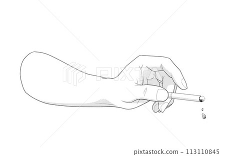 Manga-style pen drawing illustration accessories_cigarette and hand 113110845