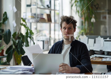 Confident Businessman happy executive colleagues partners having conversation discussing standing in Modern corporate office Confident Businessman happy executive colleagues partners having conversation discussing standing in Modern corporate office 113111157