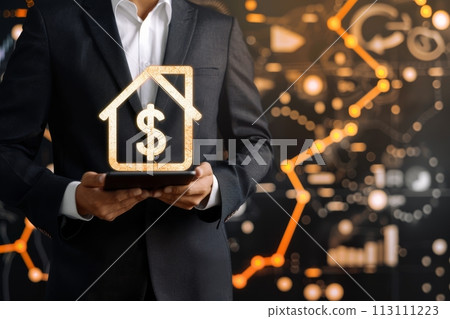 Confident Businessman happy executive colleagues partners having conversation discussing standing in Modern corporate office Confident Businessman happy executive colleagues partners having conversation discussing standing in Modern corporate office 113111223