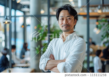 Confident Businessman happy executive colleagues partners having conversation discussing standing in Modern corporate office Confident Businessman happy executive colleagues partners having conversation discussing standing in Modern corporate office 113111238