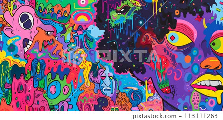 Colorful abstract psychedelic pattern 113111263