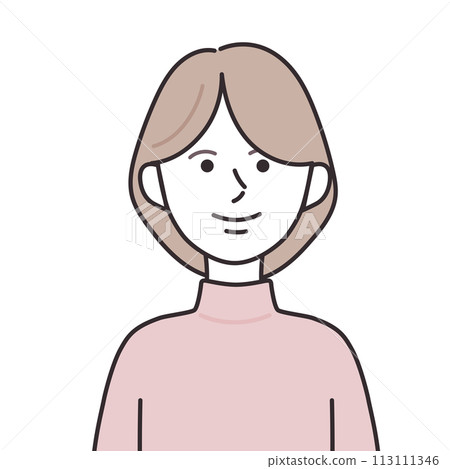 穿著高領毛衣的鮑伯頭髮的女人 穿著高領毛衣的鮑伯頭髮的女人 113111346