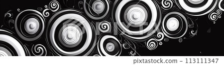 Absratct black and white spirals and circles as background or texture Absratct black and white spirals and circles as background or texture 113111347