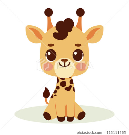Cute baby giraffe charcter. Vector illustration for children design. Flat style Cute baby giraffe charcter. Vector illustration for children design. Flat style 113111365