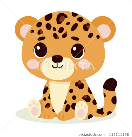 Cute baby leopard charcter. Vector illustration for children design. Flat style 113111368