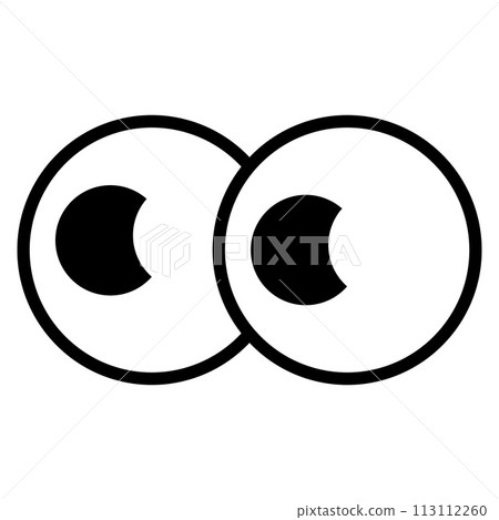 Cartoon bulging eyes icon, eyes looking to the left 113112260