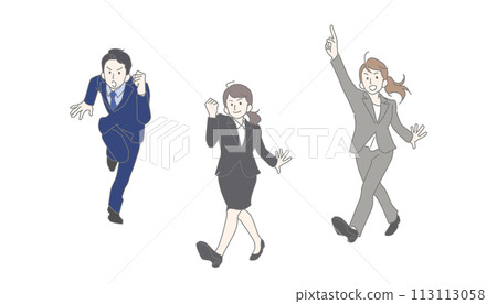 Full body illustration set of a businessman moving forward Full body illustration set of a businessman moving forward 113113058