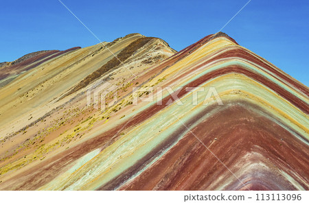 Amazing colors of Vinicunca, the majestic rainbow mountain located in Cusco region, Peru Amazing colors of Vinicunca, the majestic rainbow mountain located in Cusco region, Peru 113113096