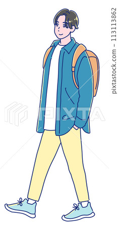 Young male student walking with a smile 113113862