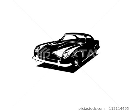 aston 1964. vector silhouette isolated white background shown from the side. Best for logos, badges, emblems, concepts and the car industry. aston 1964. vector silhouette isolated white background shown from the side. Best for logos, badges, emblems, concepts and the car industry. 113114495