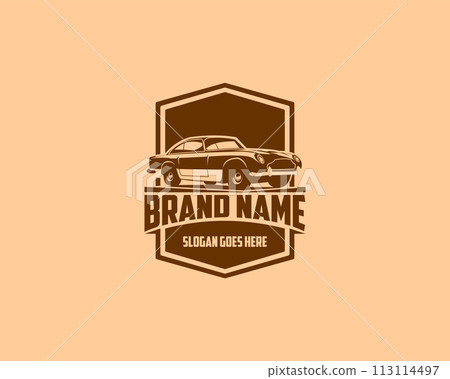isolated vector illustration of old 1964 aston car shown from the side. best for badge, icon and sticker design. isolated vector illustration of old 1964 aston car shown from the side. best for badge, icon and sticker design. 113114497