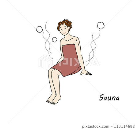 After taking a cold bath from the sauna, a cute woman moves to the rest area and cools her body down in the fresh air. After taking a cold bath from the sauna, a cute woman moves to the rest area and cools her body down in the fresh air. 113114698