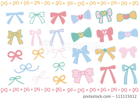 Set illustration of hand drawn cute ribbon icons 113115012