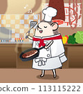 An illustration of a hedgehog chef who is a gourmet and foodie who comes up with a delicious menu. 113115222