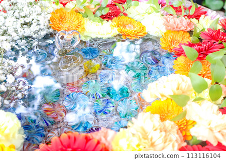 Flowers floating on water 113116104